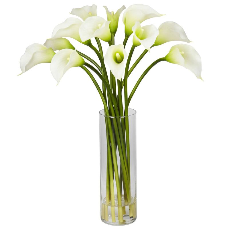 Nearly Natural Calla Lilly w/Cylinder Vase