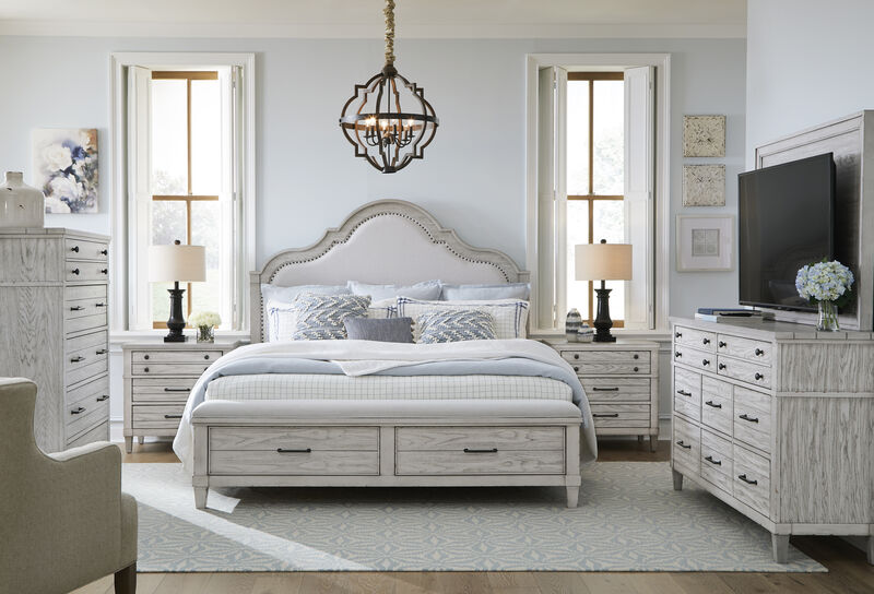 Belhaven King Upholstered Panel Bed w/Storage Footboard