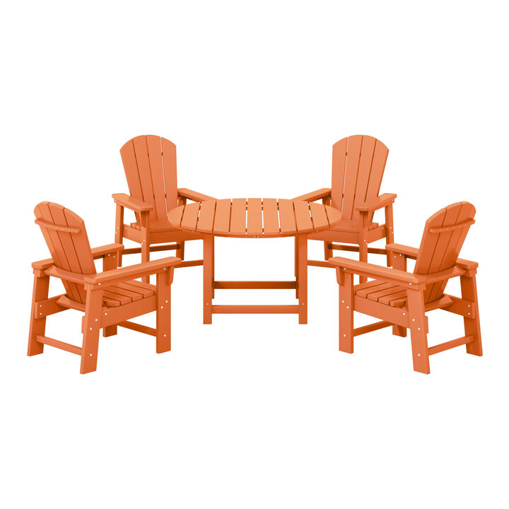 WestinTrends Kids 5-Piece HDPE Outdoor Patio Round Dining Table and Chairs Set
