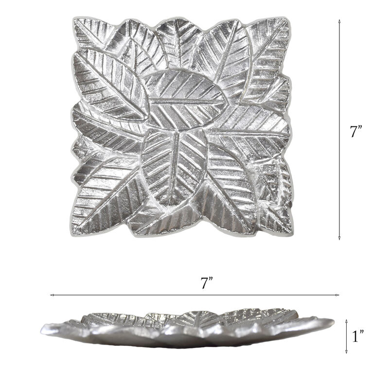 Handmade Decorative Bronze Color Coated 6.88 x 6.88 x 0.78 Inches Aluminium Tray 043AB BBH Home's