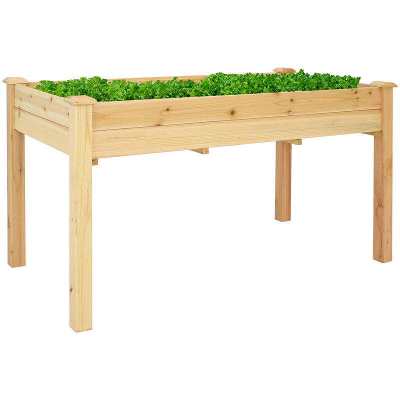 Sunnydaze Wooden Fir Outdoor Standing Garden Planter - 27.5 in - Natural