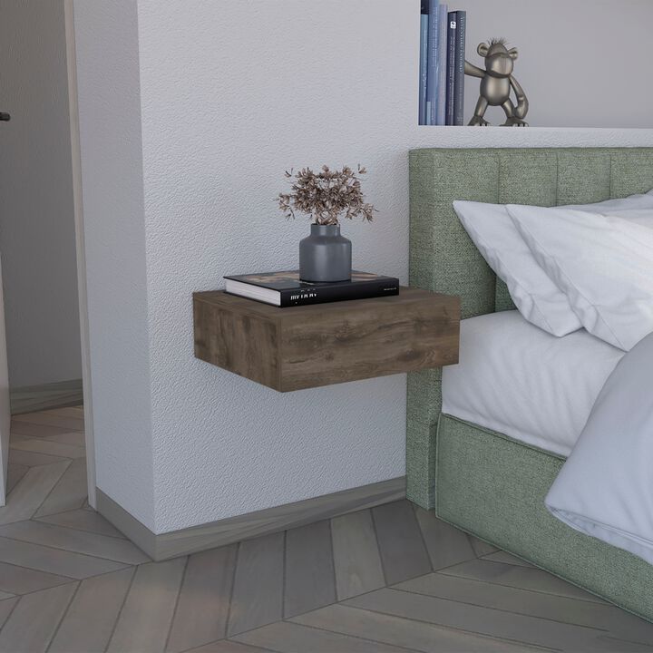 DEPOT E-SHOP Ivor Floating Nightstand, Modern Wall-Mounted Bedside Shelf with Drawer, Black
