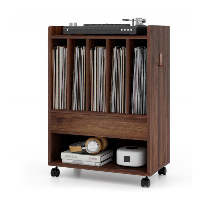Hivvago Record Rolling Turntable Player Stand with Drawer