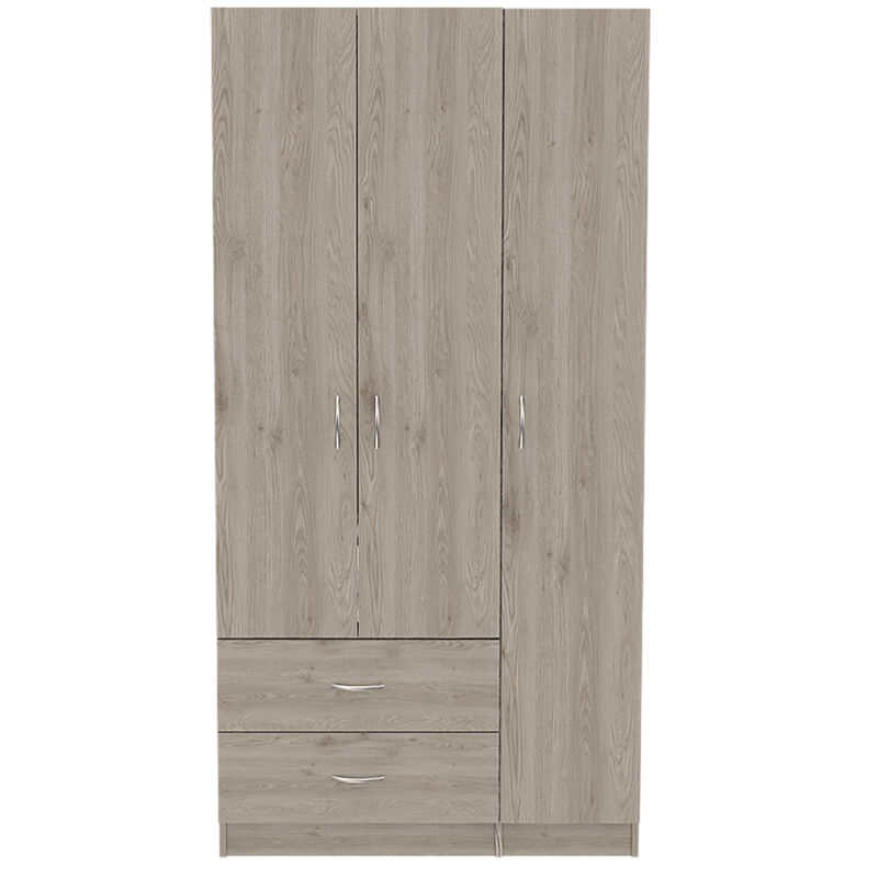 Rowaton 2-Drawer 3-Door Armoire Light Gray