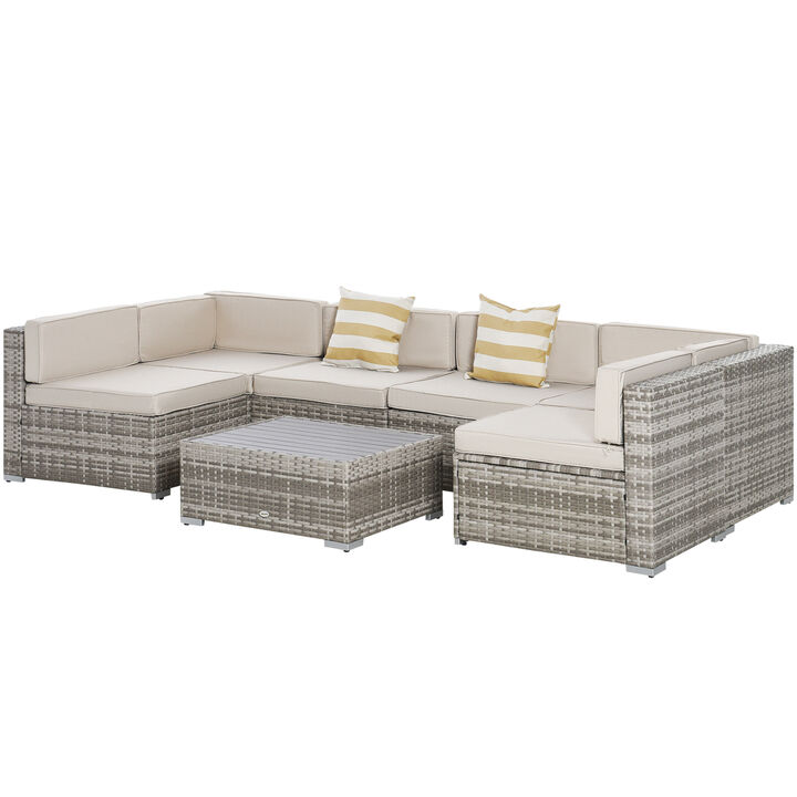 7PC Rattan Wicker Sofa Set Sectional Couch Cushioned Furniture Patio Outdoor