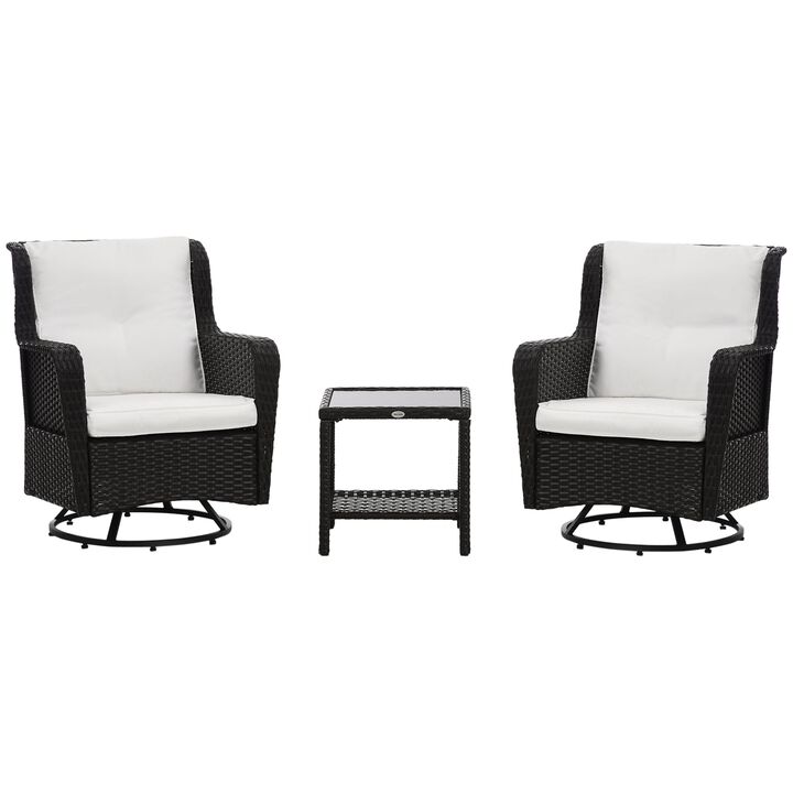 Cream Outdoor Seating: Porch Bistro Set with 360° Rotation & Rocking