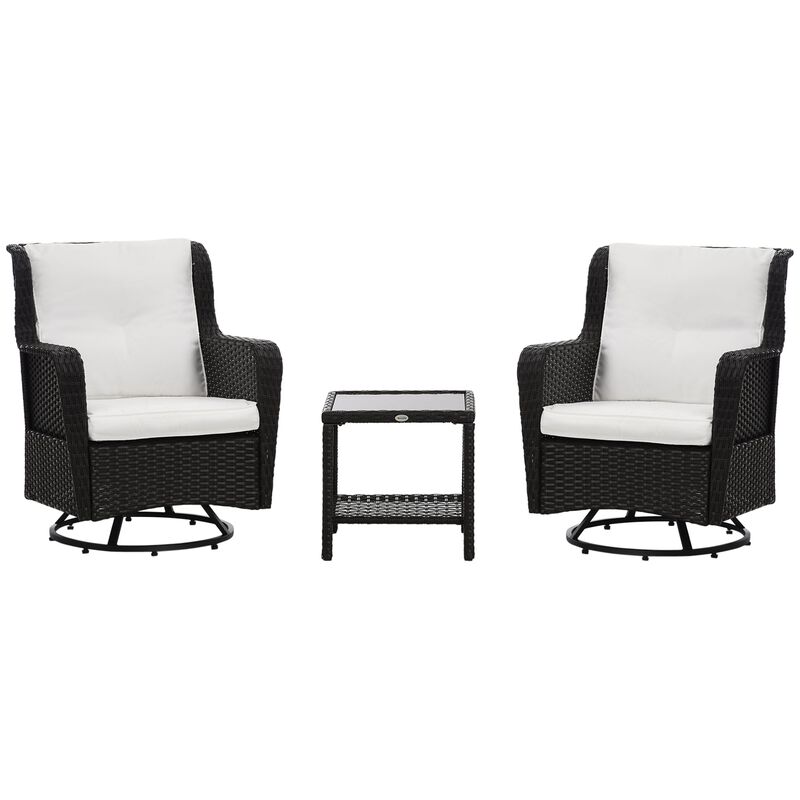 Cream Outdoor Seating: Porch Bistro Set with 360° Rotation & Rocking