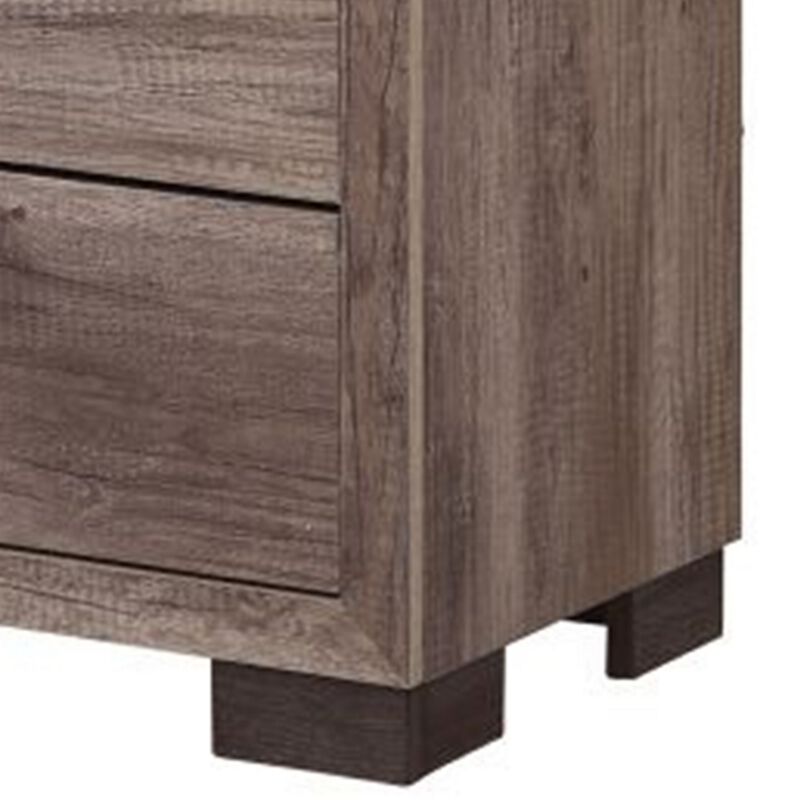 Rangley 47 Inch Tall Dresser Chest, Wood, 5 Drawers, Metal Handles, Brown - Benzara