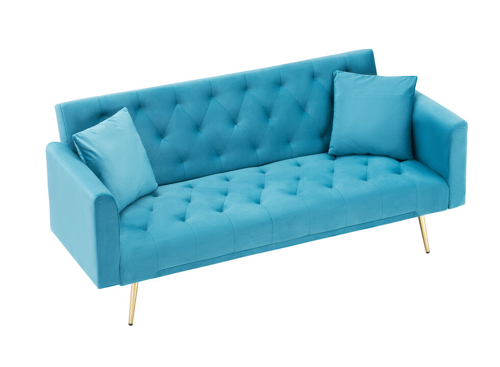 Merax Velvet Fabric Convertible Loveseat Sofa