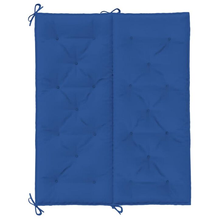 Claire Outdoor Cushion for Bench, Button Tufted Blue Fabric, 47 Inch - Benzara