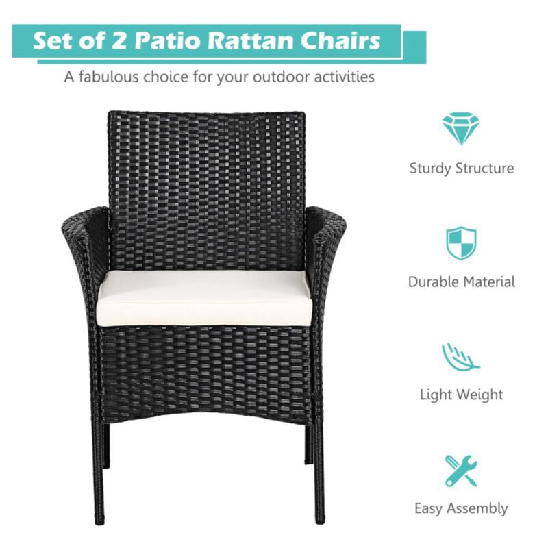 Hivvago 2 Pieces Patio Wicker Chairs with Cozy Seat Cushions