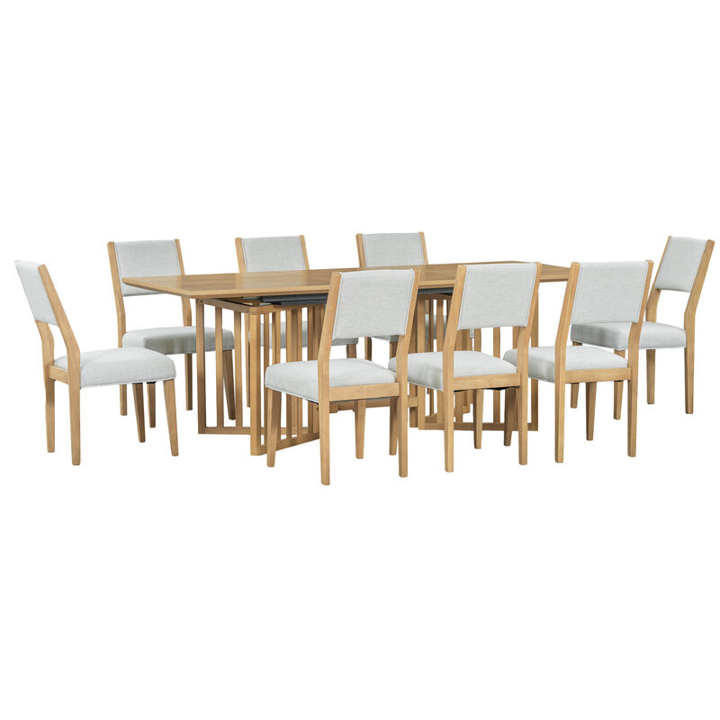 Merax Farmhouse 9-Piece Extendable Dining Table Chairs Set