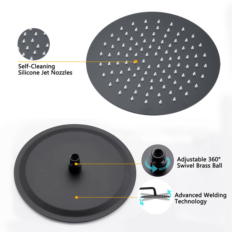 10" Matte Black Roud Rain Shower Head And Handheld Shower Head Set
