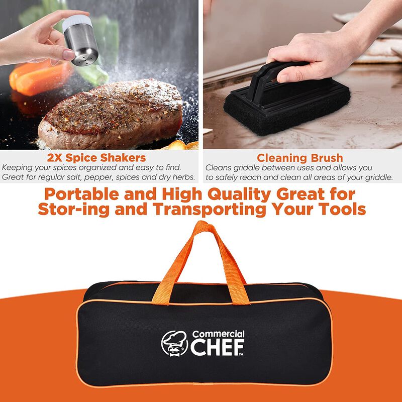 Commercial Chef Blackstone Griddle Accessories Kit - Flat Top Grill Accessories - Griddle Tools Utensils - for Breakfast Hibachi and Camp Chef Griddle - with Chef Spatula Set and Cleaning Kit - 36 PCS