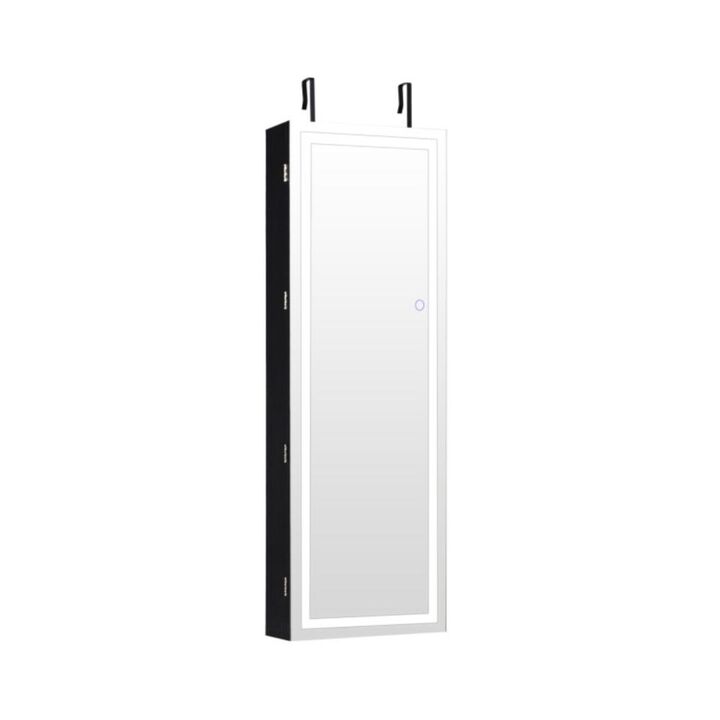 Hivvago Mirrored Jewelry Armoire with Full Length Mirror and 2 Internal LED Lights