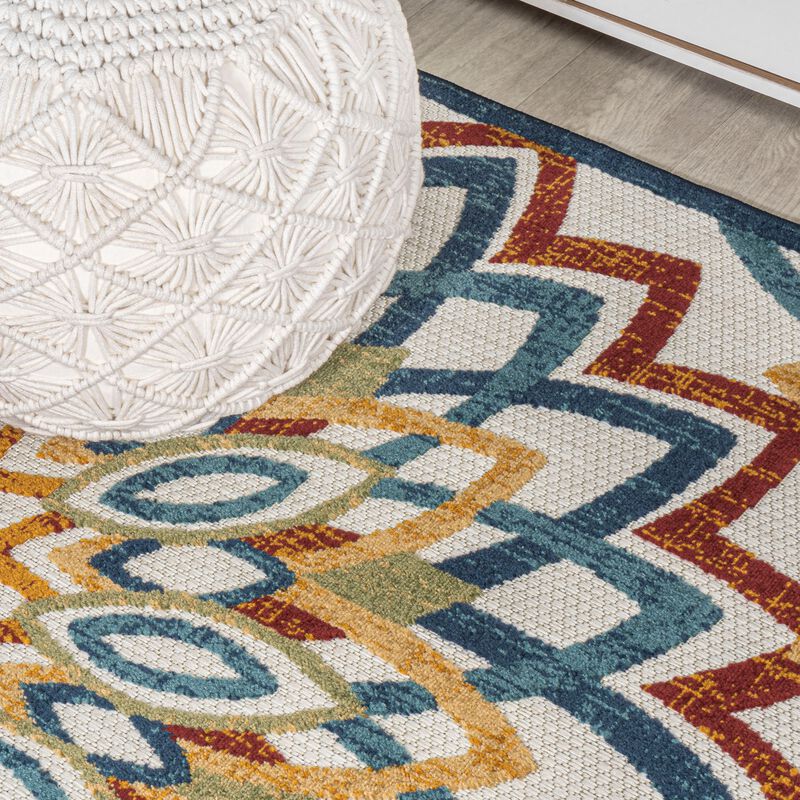 Flora Abstract Bold Mandala High-Low Indoor/Outdoor Area Rug