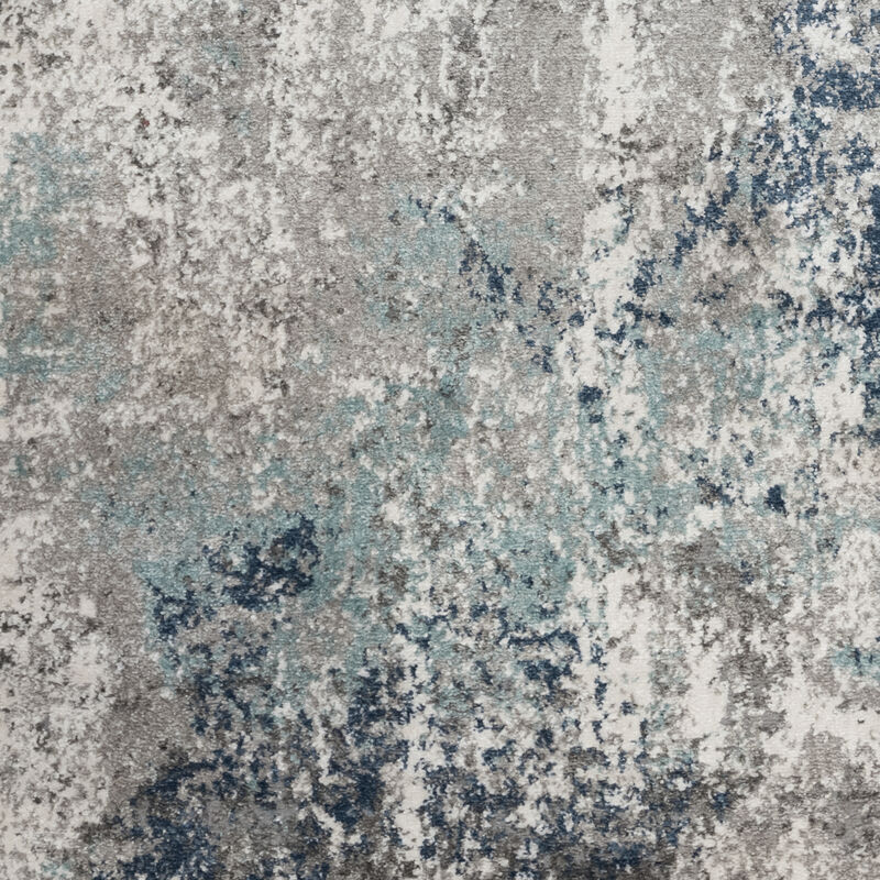 Yasmin Deva Blue/Gray Abstract Polyester Area Rug 9' x 13'