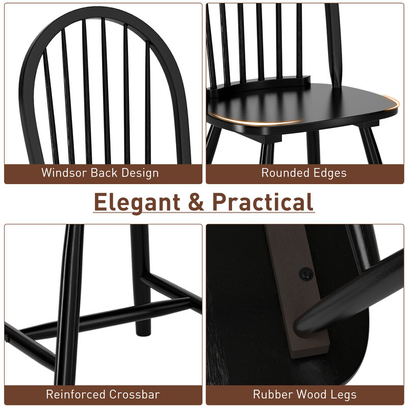 Set of 2 Vintage Wood Chair with Spindle Back for Dining Room