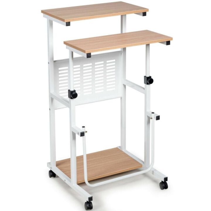 Hivvago Height Adjustable Mobile Computer Stand-Up Desk with 2 Modes