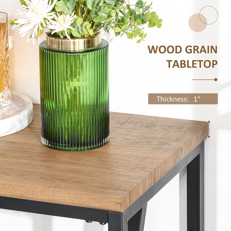 Rustic Brown Bar Table: Pub-Height Table with Metal Legs