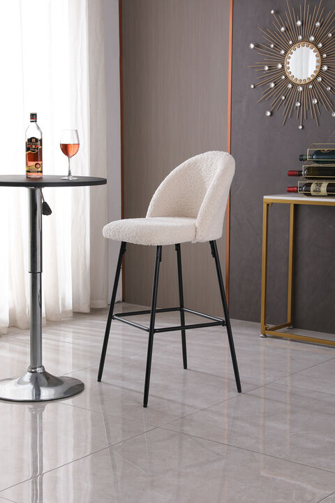 NILSSON Set of 2 Bar Stools in Metal and Velvet