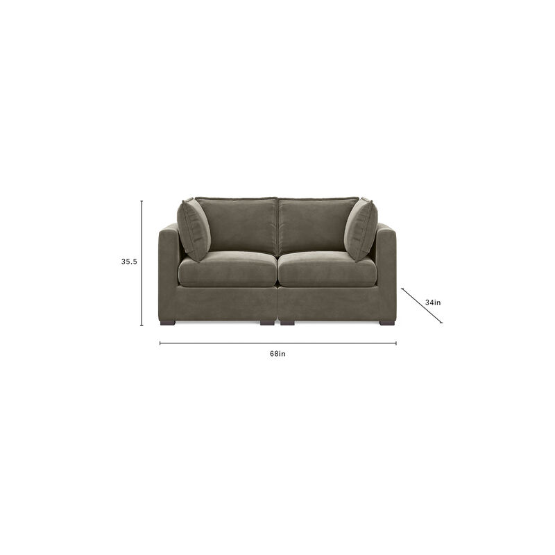 Bennett 2 Piece Flange Seam Modular Sofa  - Olive Green Velvet