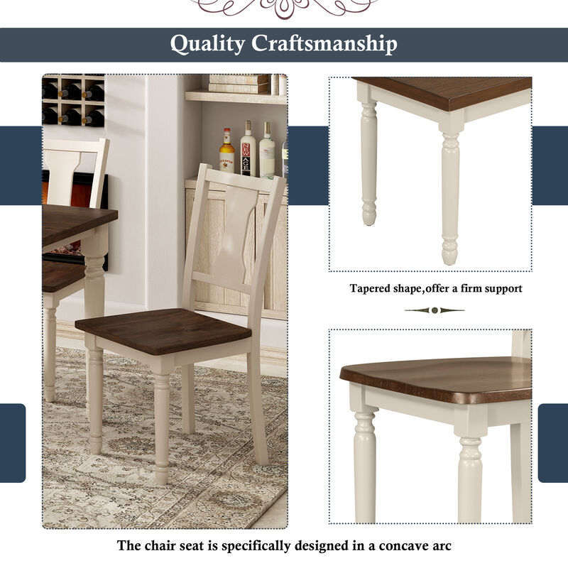 Merax 6-Piece Dining Table Set 4 Chairs with Bench