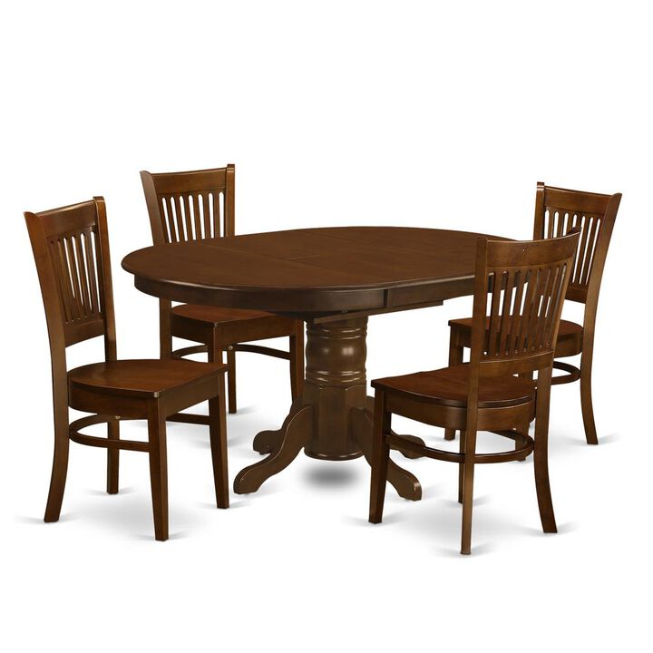 East West Furniture 5  Pc  set  Kenley  Dining  Table  with  a  Leaf  and  4  Wood  Kitchen  Chairs