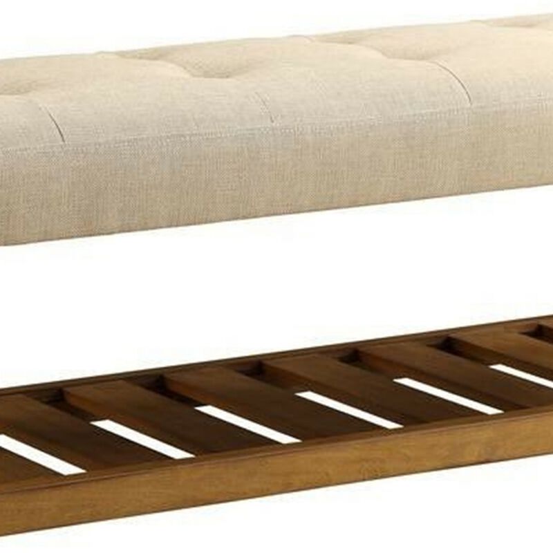 Wooden Bench, Beige & Oak-Benzara