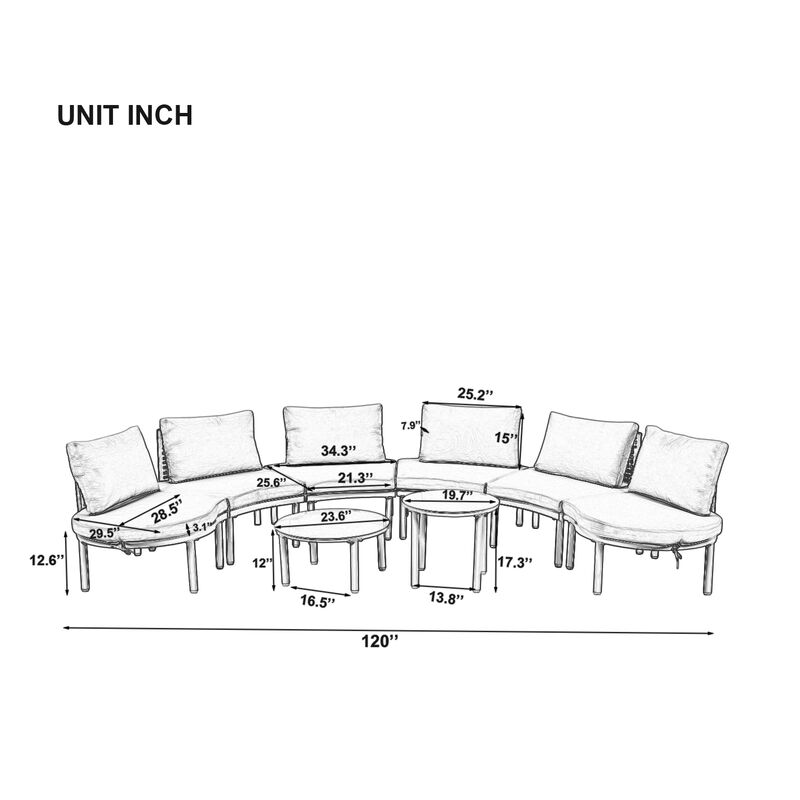 Merax Patio Sofa Furniture Set for Backyard, Garden, Poolside