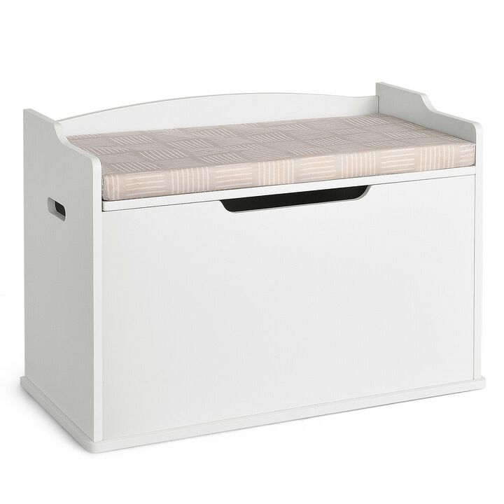 Kids Toy Wooden Flip-top Storage Box Chest Bench with Cushion Hinge