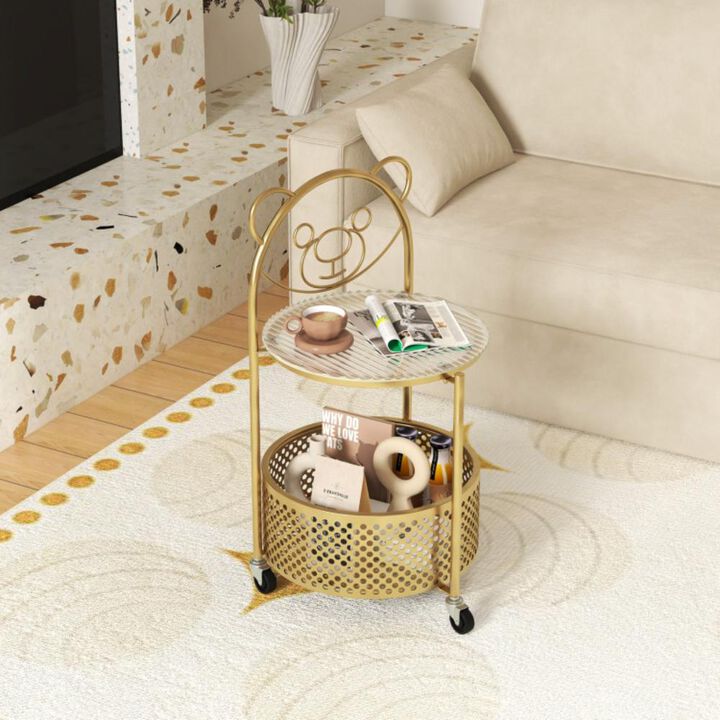 Hivvago Modern Sofa Side Table on Lockable Wheels for Living Room Bedroom Study