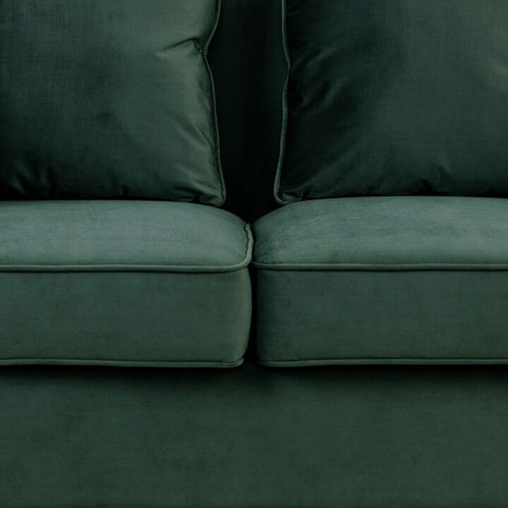 Zion 53 Inch Accent Loveseat, Nailhead Trim, Button Tufted, Green Velvet-Benzara