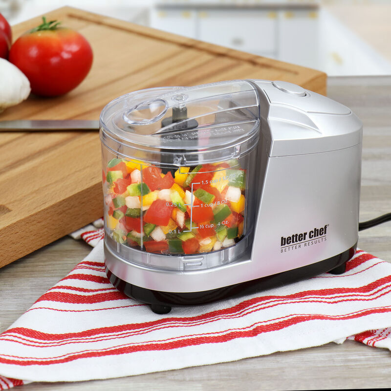 Better Chef 1.5 Cup Safety Lock Compact Chopper in Silver
