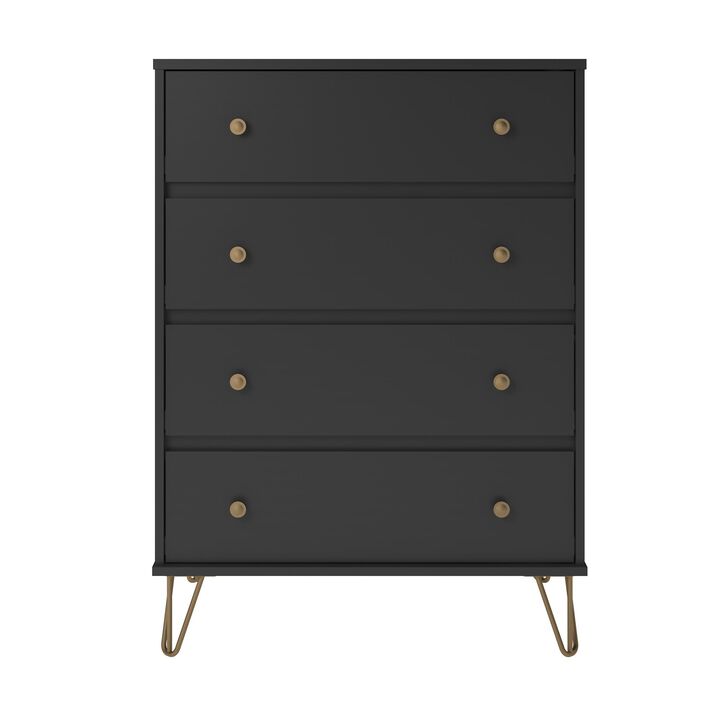 Novogratz Owen 4 Drawer Dresser, Black