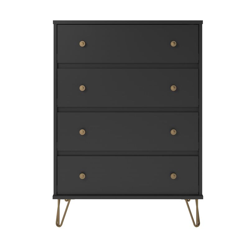 Novogratz Owen 4 Drawer Dresser, Black
