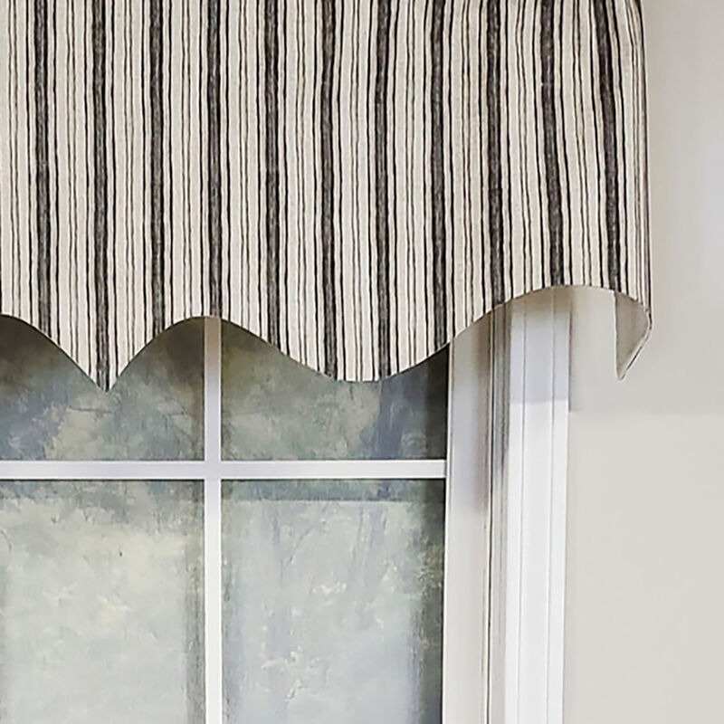 RLF Home Luxurious Modern Design Classic Brunswick Stripe Regal Style Window Valance 50" x 17" Gray