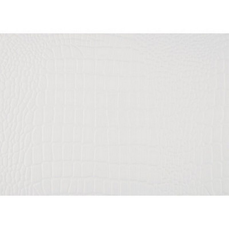 Teich Queen Bed, LED, Crystal Tufted Faux Leather Upholstery, White Wood - Benzara