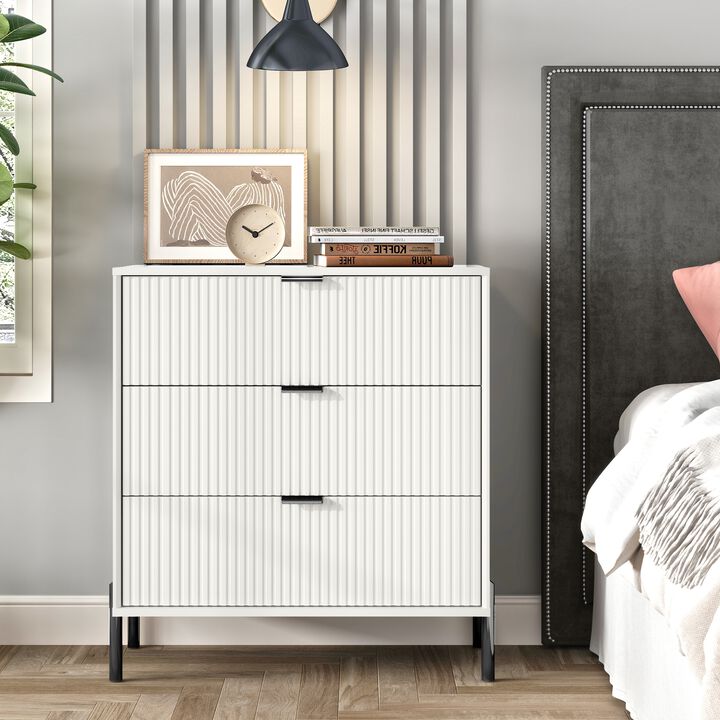 FESTIVO Modern 3-Drawer Nightstand Bedside Table End Table Furniture