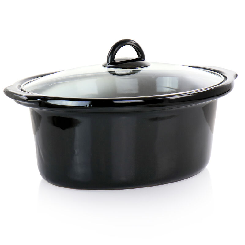 Better Chef 4 Quart Oval Slow Cooker with Removable Stoneware Crock in Stainless Steel