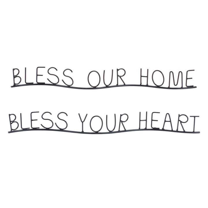 Set of 4 "Bless Home and Heart" Signs – Inspirational Décor for Home and Garden