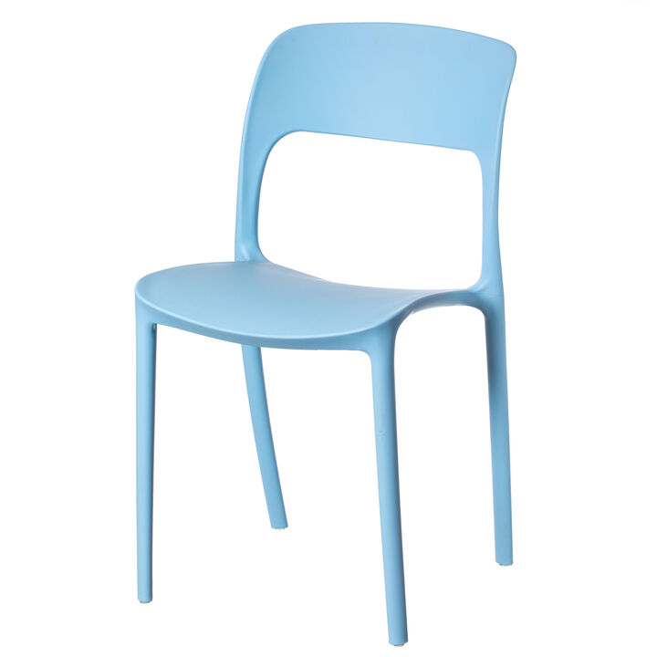 Modern Plastic Outdoor Dining Chair with Open Curved Back, Red