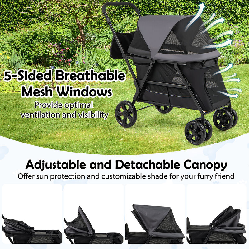 Dog Stroller for Medium Small Senior Elderly Dogs with Dual Entry