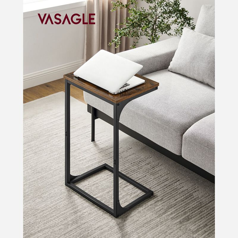 Sofa Side Table with C-Shaped Metal Frame Design