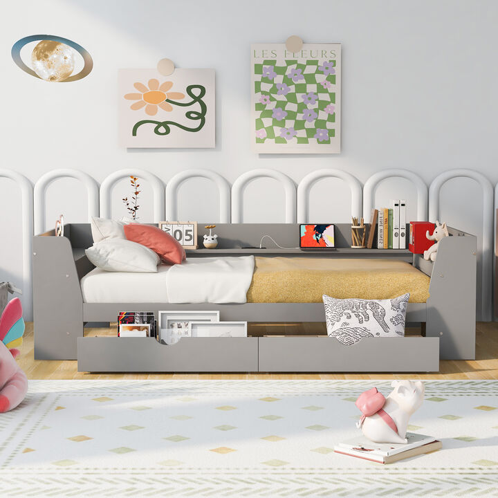 Merax Daybed Bed with Shelves and Drawers
