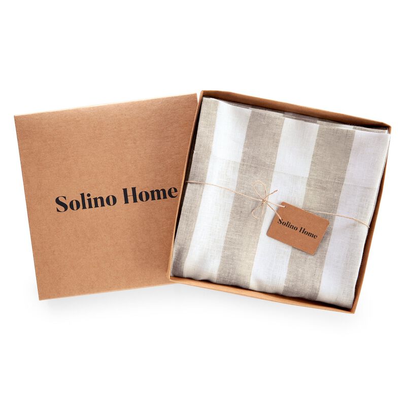 Solino Home 100% Pure Linen Cabana Stripe Curtain for Thanksgiving, Christmas