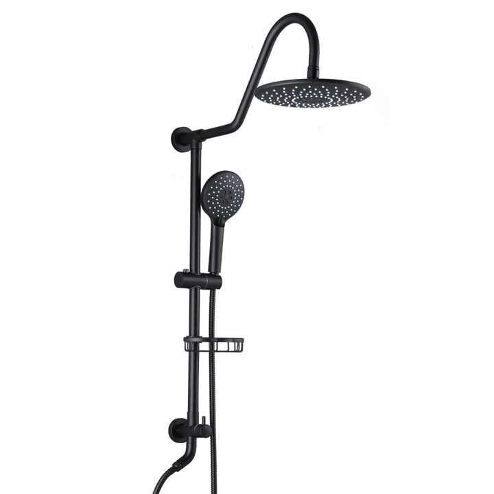 10" Rainfall Shower Head And Handheld Showerhead Combo Shower System With Slide Bar, Matte Black