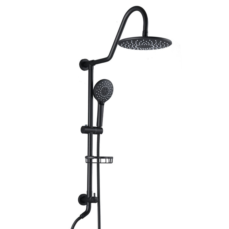 10" Rainfall Shower Head And Handheld Showerhead Combo Shower System With Slide Bar, Matte Black