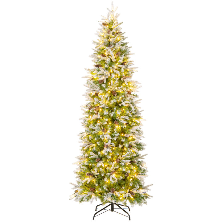 Pre-Lit Artificial Christmas Tree Snow Flocked Hinged