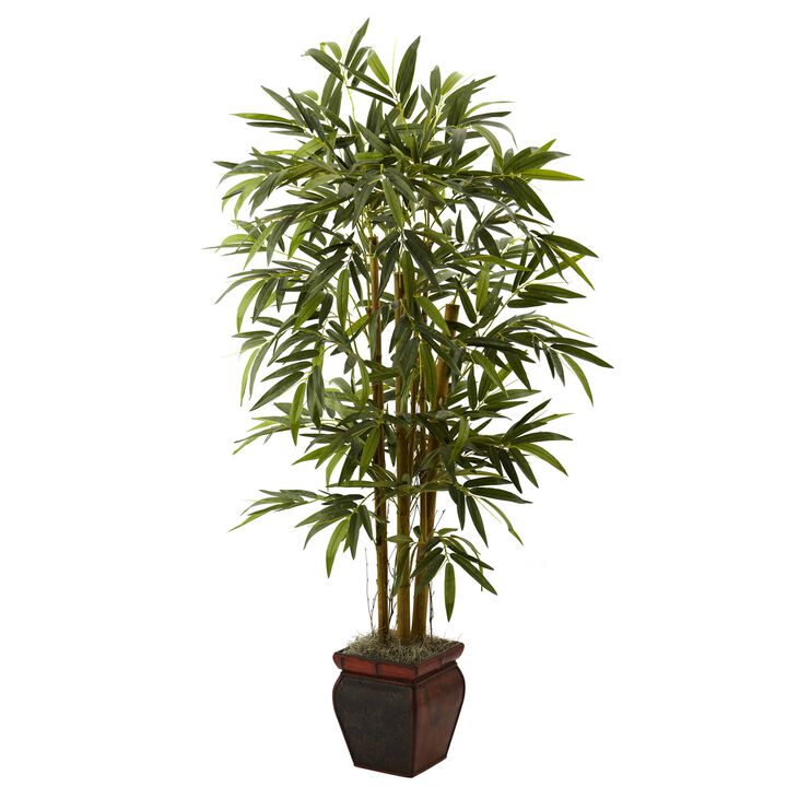 Hivvago 5.5 Feet Bamboo w/Decorative Planter